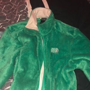 mint green north face jacket
